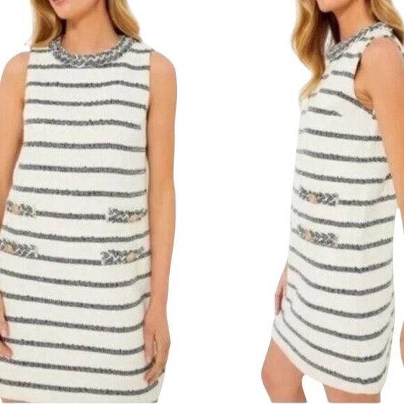Tuckernuck Jackie Mini Dress Navy & White Stripe Tweed – Size Medium – NWT - Picture 1 of 6